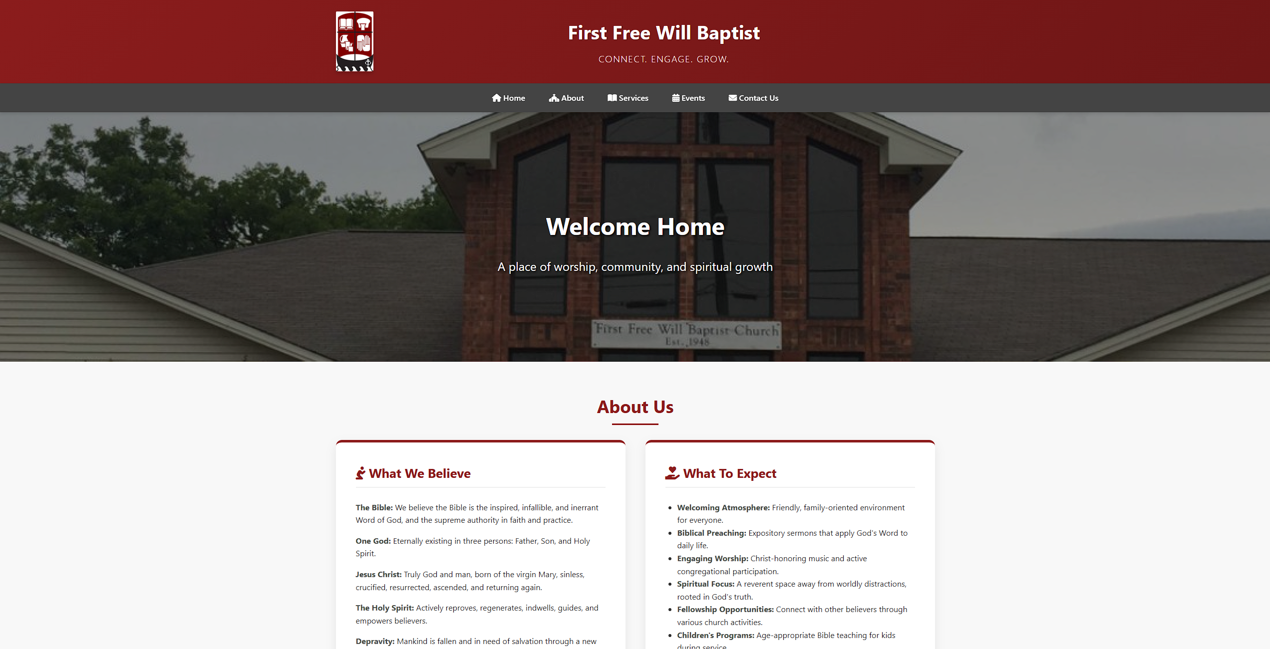 First Free Will Baptist Church Website Preview